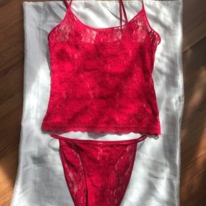 Vintage Victoria’s Secret red lace lingerie set